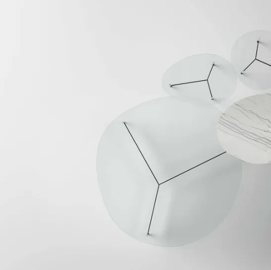 Tavolino con piano in vetro o marmo e struttura di metallo After9 di Tonelli