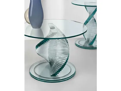Tavolino di design in vetro con base rotante Elica Tonelli