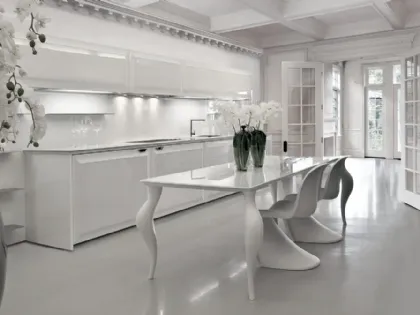 Cucina Classica lineare in laccato lucido con top in vetro Diamond 04 di Scic