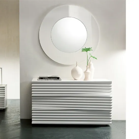 Specchio rotondo con cornice in legno laccato Moon di Pacini e Cappellini