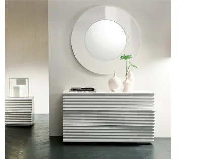 Specchio rotondo con cornice in legno laccato Moon di Pacini e Cappellini