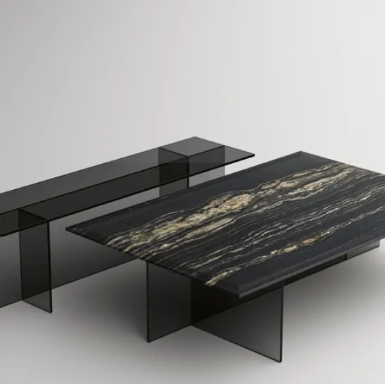 Tavolino in marmo con base in vetro Sestante_Stone di Tonelli