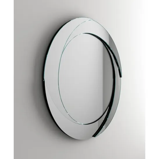 Specchio da parete con struttura in legno Whirl di Tonelli