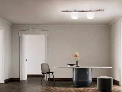 Lampada a soffitto con diffusore in vetro opale soffiato e struttura in metallo verniciato Floed 2 di Kundalini