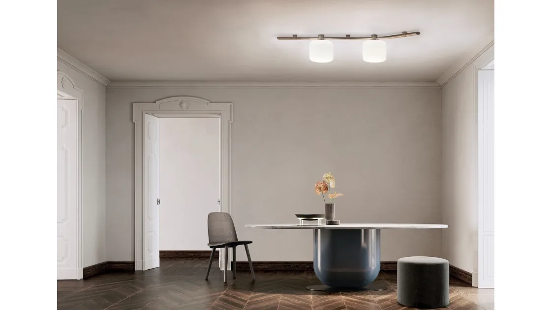 Lampada a soffitto con diffusore in vetro opale soffiato e struttura in metallo verniciato Floed 2 di Kundalini