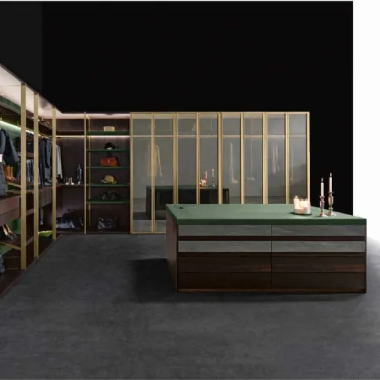 Armadio ad angolo in vetro e alluminio Naked di GF Interiors