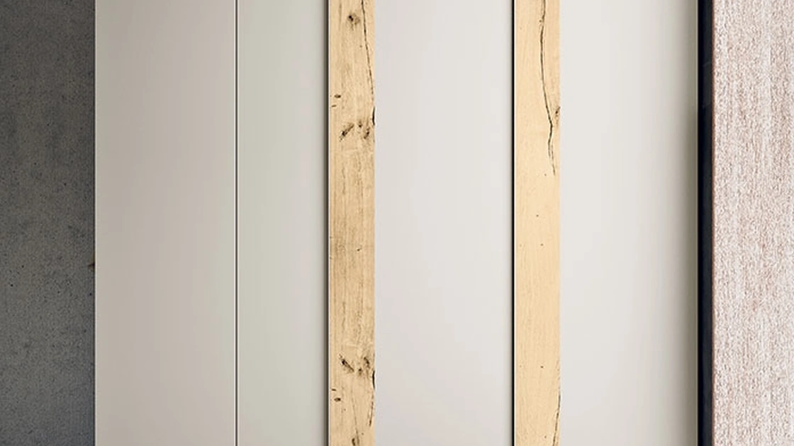 Armadio con ante battenti Slim con inserti in legno di Clever
