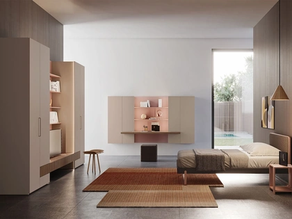 Cameretta componibile per ragazze in melaminico con letto da una piazza e mezza Start T01 di Clever