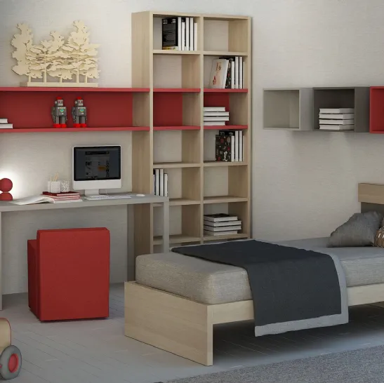 Cameretta Natural Composizione 01 in laccato opaco e Rovere di Granzotto