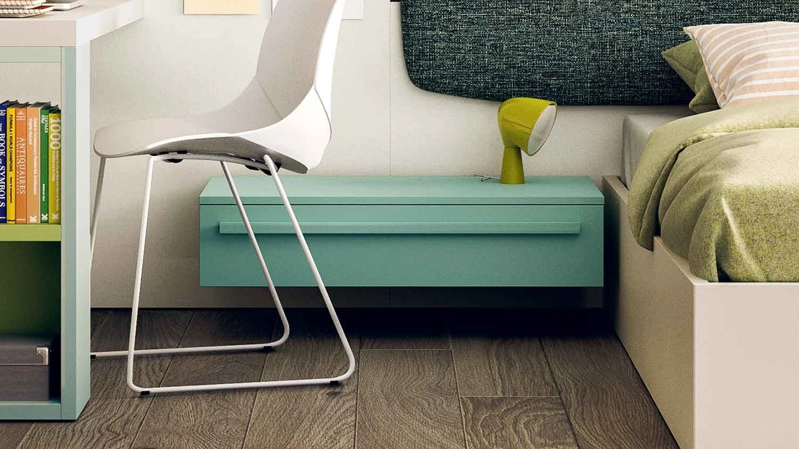 Comodino Box sospeso in laccato opaco con maniglia di Clever