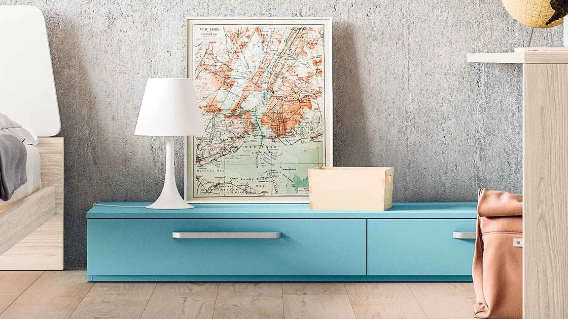 Comodino Box terra basso in laccato opaco con maniglia di Clever