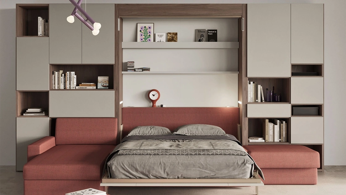Letto matrimoniale a scomparsa con divano aperto Im 22 01 Nobu di Clever