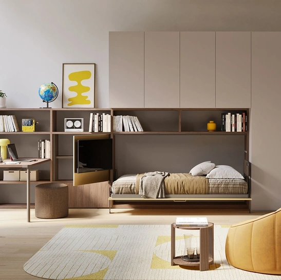 Letto singolo a scomparsa aperto Im 22 10 Nikai in melaminico di Clever