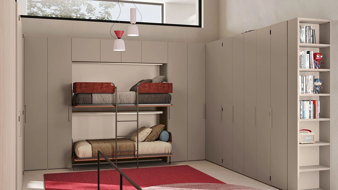 Letto a castello a scomparsa aperto Im 22 11 Nikai Up in melaminico di Clever