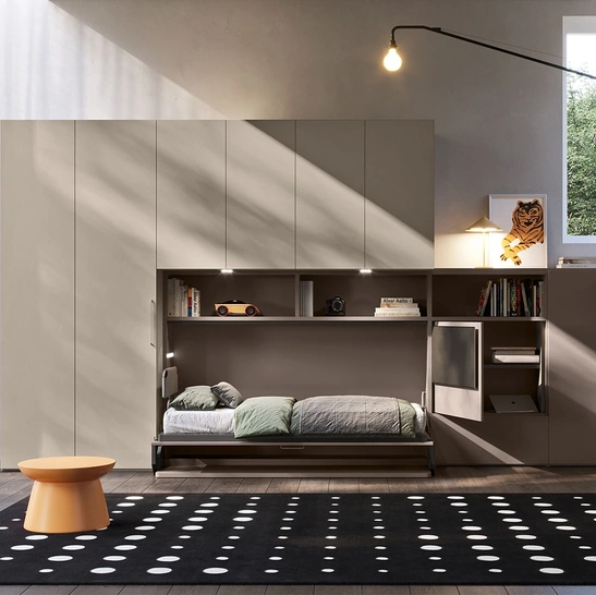 Letto singolo a scomparsa aperto Im 22 12 Hiro in melaminico di Clever