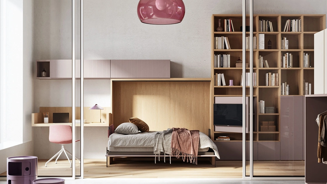 Letto singolo a scomparsa aperto Im 22 08 Nikai 140 di Clever