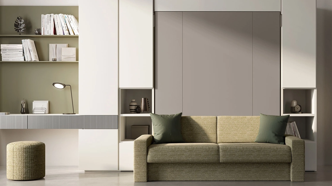 Letto a scomparsa in laccato opaco con divano lineare integrato Im 22 03 Nobu di Clever
