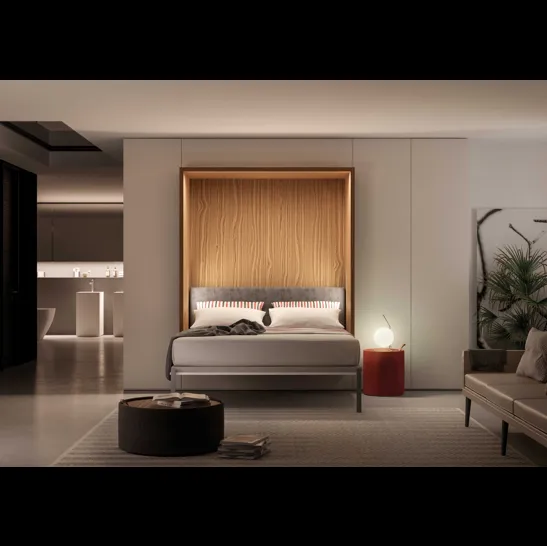 Letto a scomparsa aperto in melaminico e laccato Alcova System Comp 280 di Tumidei
