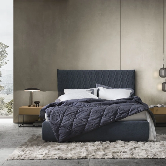 Letto in tessuto imbottito Allen 2 di Alf Da Frè