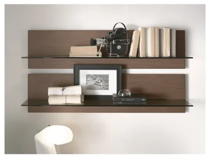 Libreria sospesa modulare in legno con ripiani in vetro Binario di Pacini e Cappellini