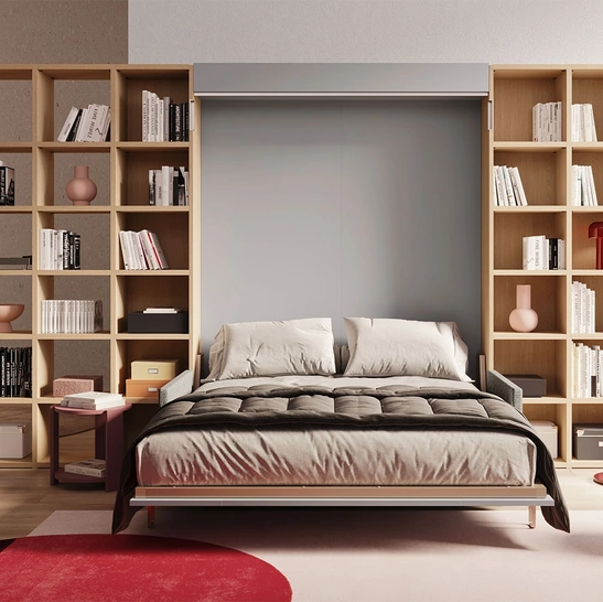 Libreria divisoria con finitura effetto legno Start Bifacciale di Clever