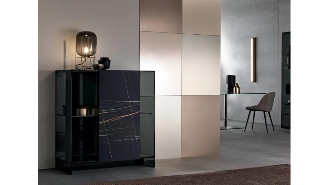 Madia in vetro e ceramica Shoji Cabinet di Tonelli