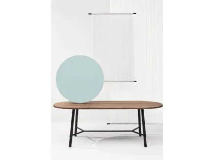 Tavolo Record Living in Rovere Naturale con base in acciaio di Infiniti