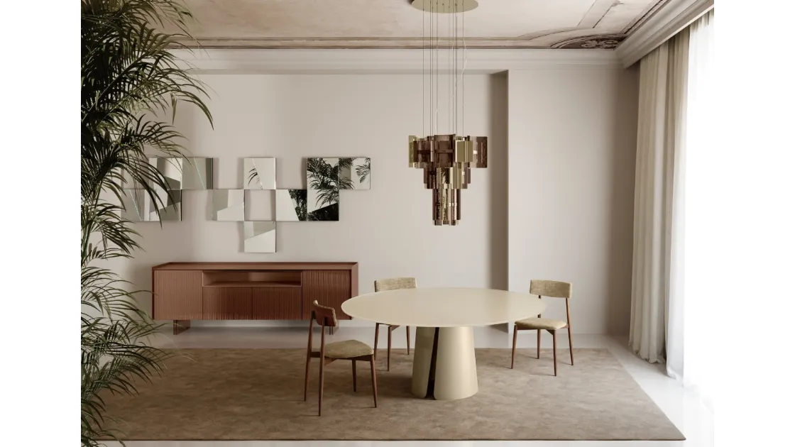 Tavolo Wiston con top in vetro di Tonelli