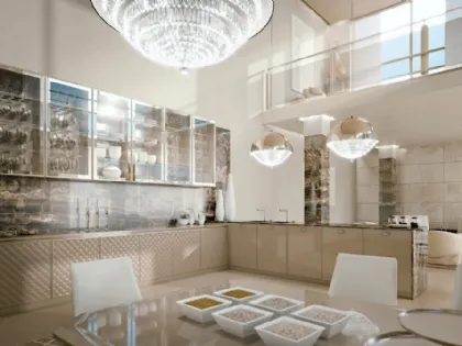Cucina Classica angolare in laccato lucido e marmo Bellagio 02 di Scic