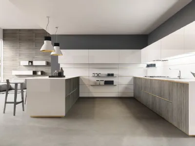 Cucina Design con penisola Mediterraneum Melaminico e Laccato lucido di Scic