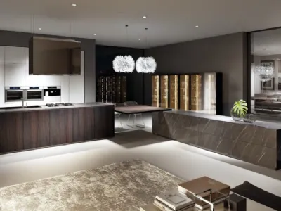 Cucina Design con penisola Mediterraneum in Melaminico Rovere Tortona di Scic