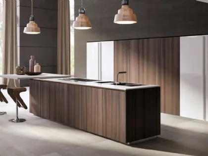 Cucina Design con isola Mediterraneum Rovere bruciato di Scic