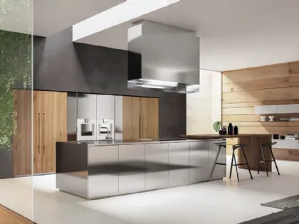 Cucina Design con isola Mediterraneum in Acciaio e Legno di Scic