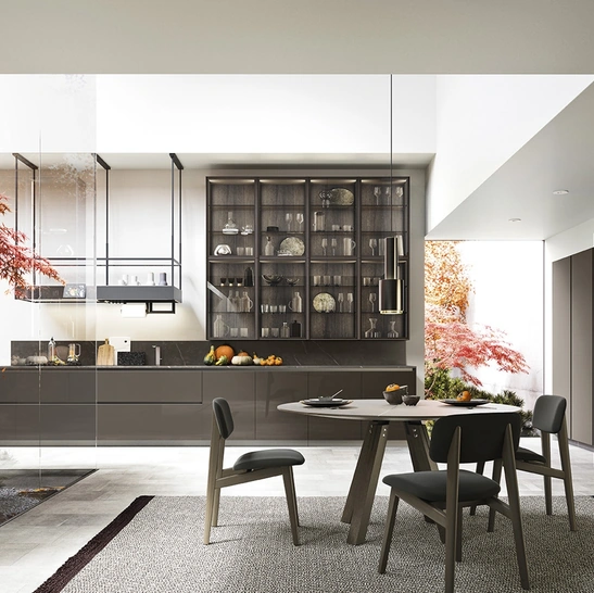 Cucina Moderna lineare Logica 08 in laccato lucido Fango di Valdesign