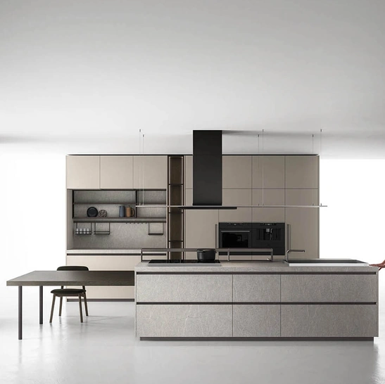Cucina Moderna con isola Zafferano 02 finitura laminato Piasentina e Canapa di Valdesign